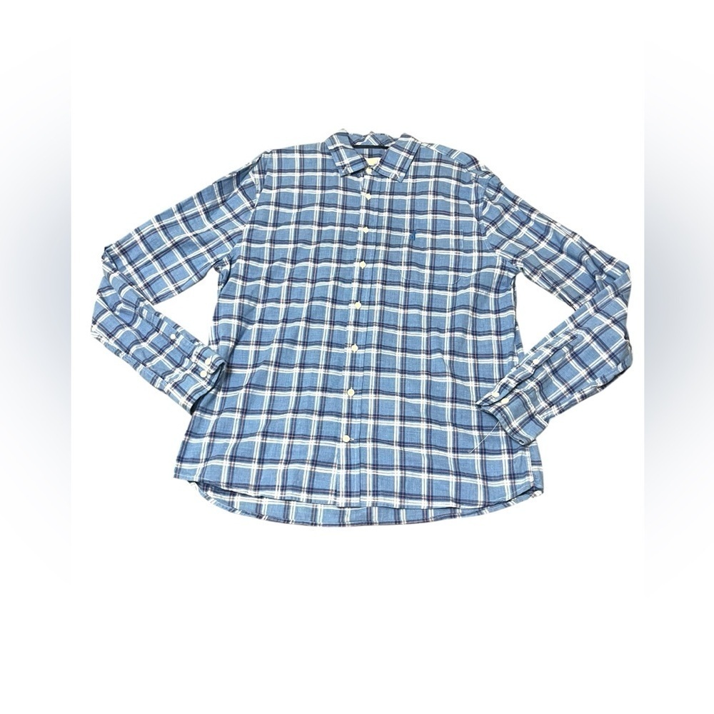 Johnnie-O Hangin’ Out Men’s Size L Blue Plaid Button Down Shirt